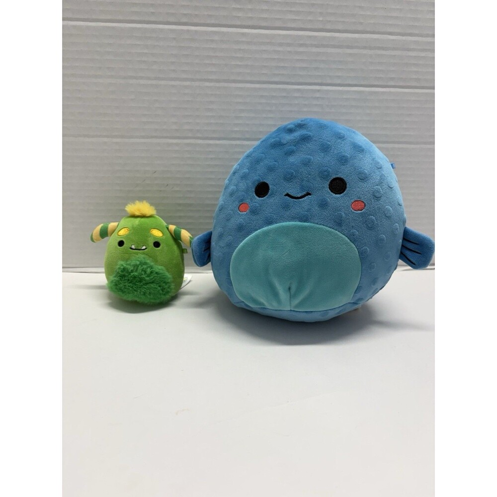 Squishmallow Custom Lot Blue Refalo Puffer Fish & Callum Green Monster